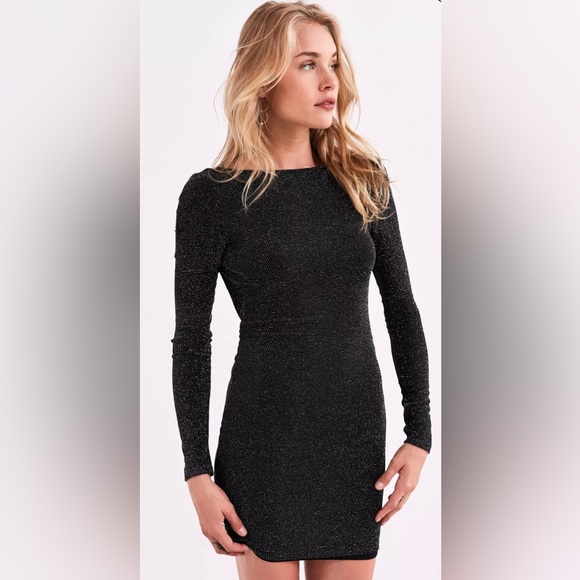 Urban Outfitters Silence + Noise Shimmer Long-Sleeve Bodycon Dress - Picture 3 of 9
